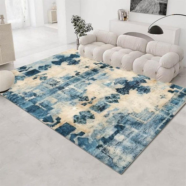 Karpetti Teppich in Used-Look mit Streifen, blau, rutschfest und waschbar, B/T: 40 x 60 cm - Bild 1