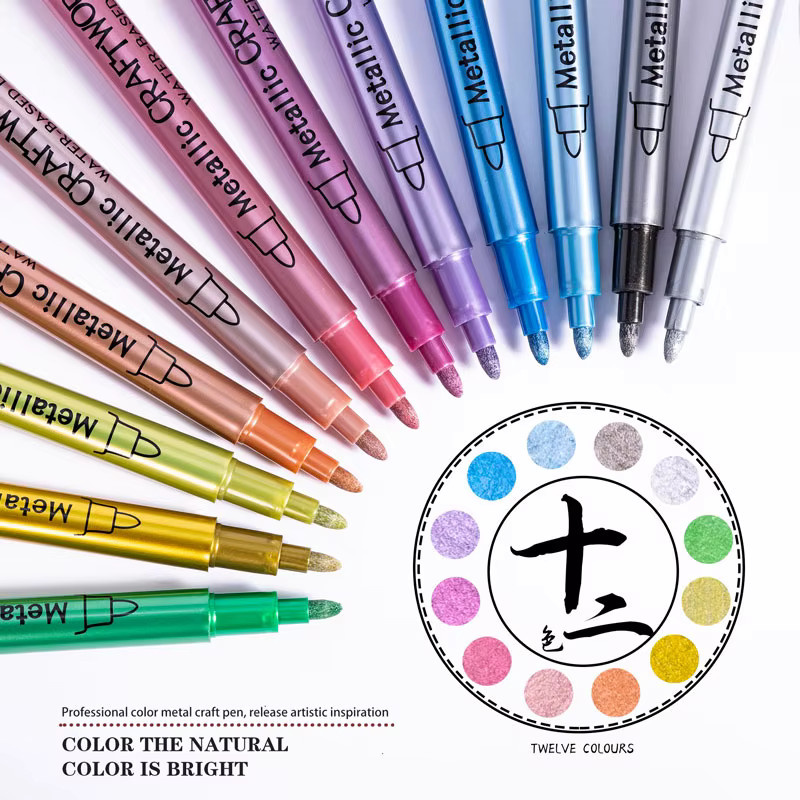 Kolorowys Metallic Marker Stifte Set mit 12 Farben für Felsmalerei, Scrapbooking und DIY-Handwerk - Bild 2