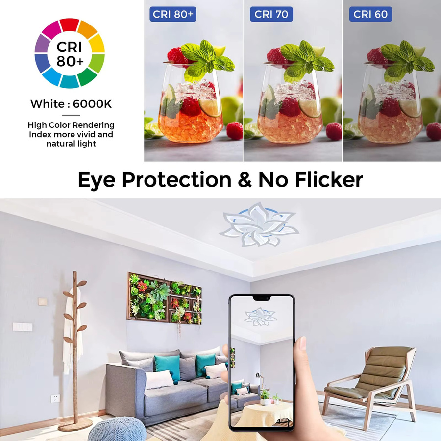 IRALAN Nordeuropäischer LED-Kronleuchter in Blumenform, dimmbar mit APP- und WiFi-Steuerung, weiß - Bild 4