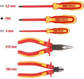 KS Tools ERGOTORQUE VDE Zangen- und Schraubendreher-Satz, 5-teilig, Silber-Rot - Bild 1