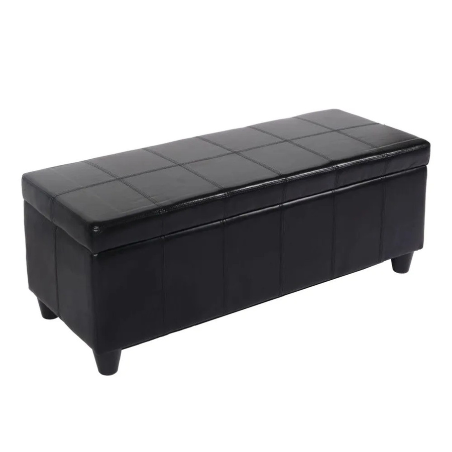 MCW Aufbewahrungstruhe Sitzbank Kriens aus Leder und Kunstleder in Schwarz, B/T/H: 112 x 45 x 45 cm - Bild 3
