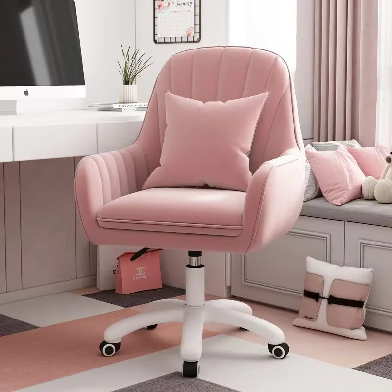 LIUSHADUOLA Moderner Polsterstuhl aus Samt mit Rollen für Home-Office und Schlafzimmer in Grün oder Pink - Bild 2