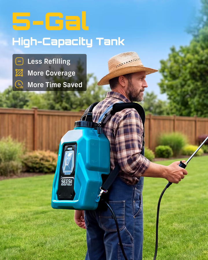 Seesii Elektrischer Lithium-Sprüher für Makita 18V Akku, 20L Hochleistungs-Garten- und Rasensprühgerät in Türkis - Bild 2
