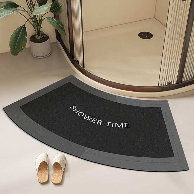 Fächerförmige Badezimmer-Fußmatte von Yiran Furniture, stark saugfähig und rutschfest, B/T: 75 x 40 cm - Bild 1