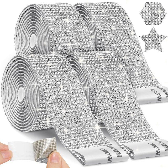 Selbstklebendes Strassstreifen-Klebeband in Silber für Basteln, DIY und Dekoration - Bild 1