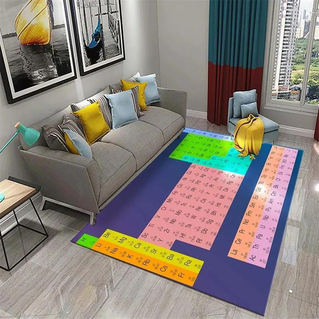 Karpetti 3D Periodensystem der Elemente Teppich, rutschfester Bereichsteppich aus Polyester, Mehrfarbig, B: 120 cm, T: 80 cm - Bild 1