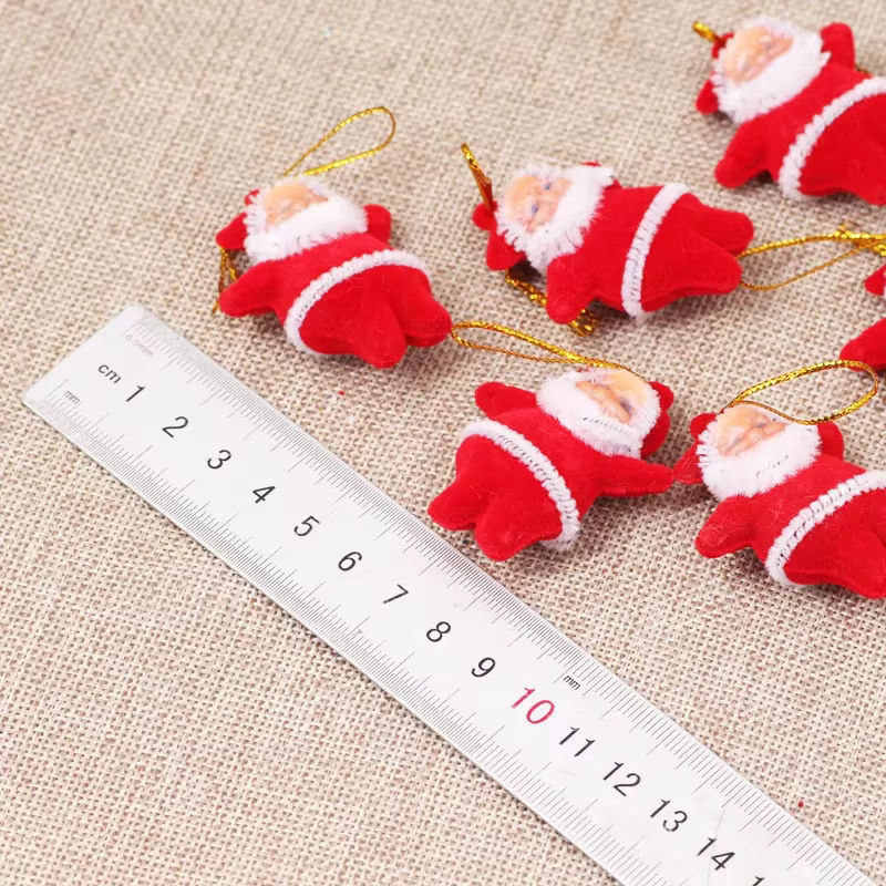 6er Set bunte Weihnachtsmann Hängeornamente aus Kunststoff mit Glitter für deinen Weihnachtsbaum - Bild 5