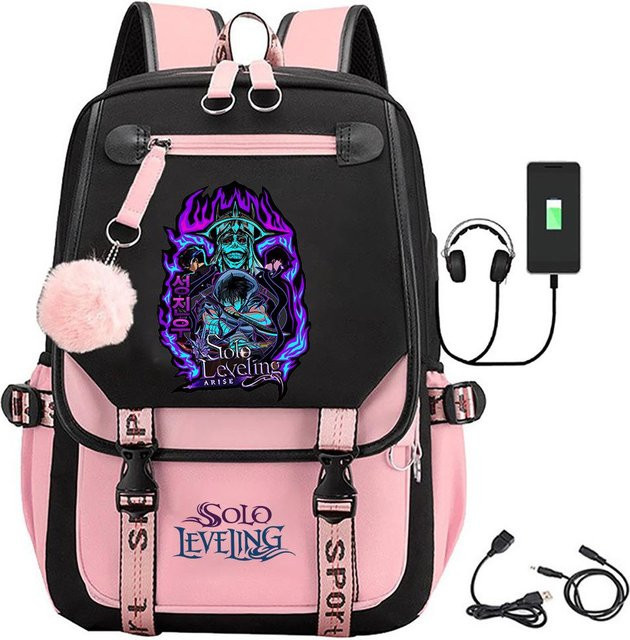 3-teiliges Schulrucksack-Set in Schwarz aus Oxford-Stoff mit großem Fassungsvermögen inklusive Federmäppchen und Schultergurt - Bild 1