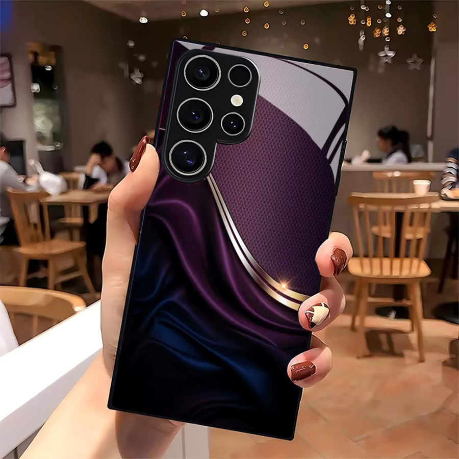 Lila gestreifte Glas-Handyhülle für Samsung Galaxy S26 S25 S24 S23 S22 S21 S20 Plus 5G, mattiert und rutschfest - Bild 2