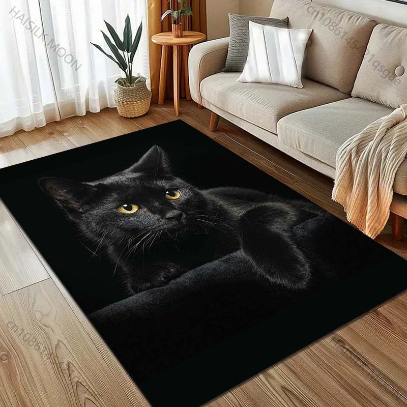 UQIDEHOME Bereichsteppich mit Schwarze Katze Druck, Rechteckig, Polyester, B/T: 80 x 120 cm - Bild 4
