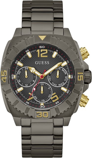 Guess Herrenuhr Traction, Quarz, Edelstahl, Schwarz, 46 mm, 5 ATM - Bild 1