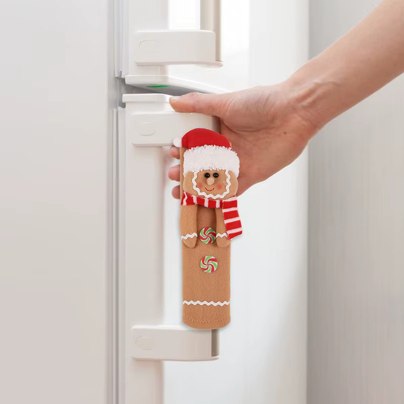 2-teiliges ZQNYCY Weihnachtsgriffschutz-Set im Lebkuchen-Design, mehrfarbig gestreift, passend für Kühlschrank, Mikrowelle oder Türgriff - Bild 4