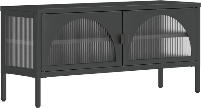 vidaXL TV-Schrank in Schwarz aus Stahl und Riffelglas, B/T/H: 105 x 35 x 50 cm - Bild 1