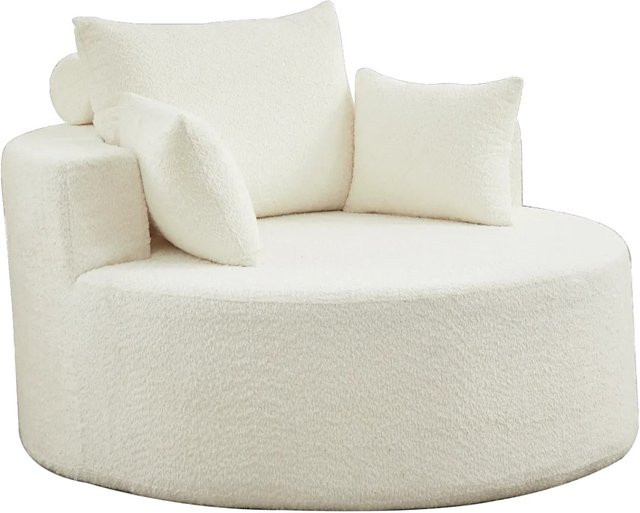 PXloue 2er-Set Stoffsofa mit Rückenkissen aus Chenille in Beige, modernes Design, B/T/H: 127 x 127 x 82 cm - Bild 1