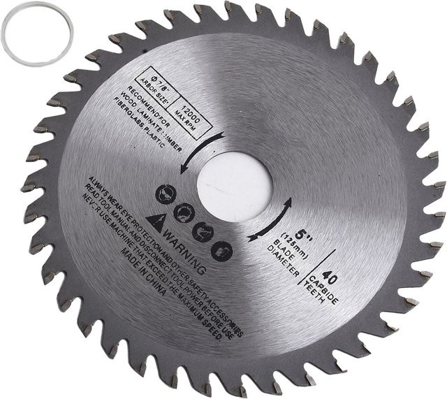 VIBRATITE Mini Kreissägeblatt mit 40 Zähnen aus Hartmetall für Holz, Kunststoff und Metall, Durchmesser: 125 mm, Farbe: Silber - Bild 1