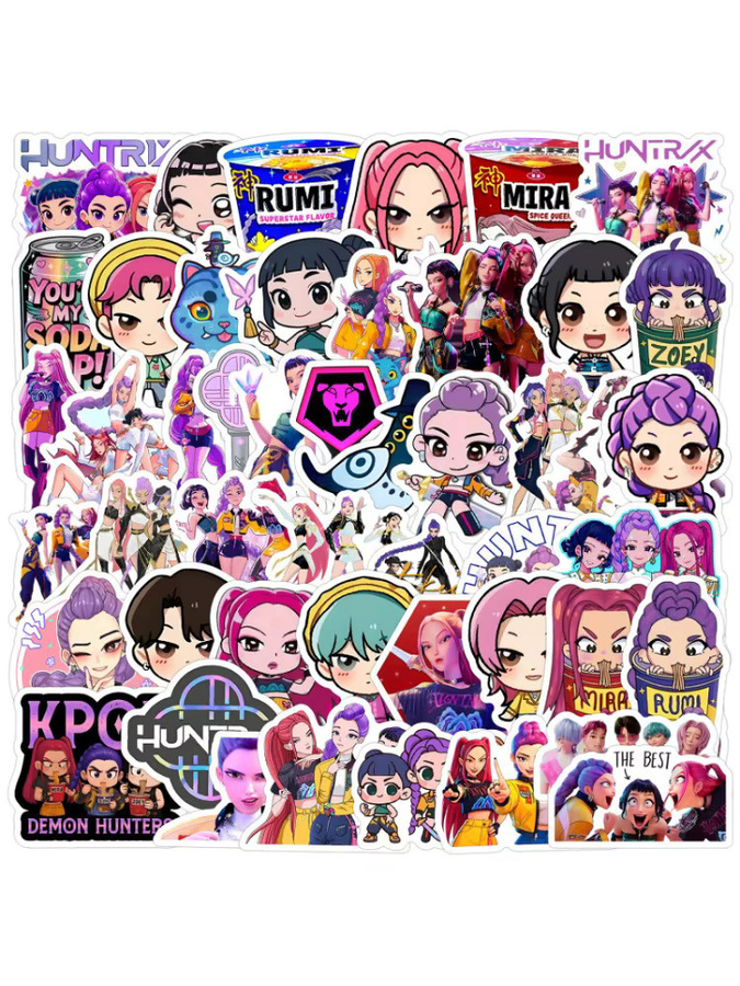 50 Stück Bandai Kawaii Cartoon Mädchen Aufkleber aus wasserfestem Vinyl in Multicolour für Laptop, Wasserflasche und Skateboard - Bild 6