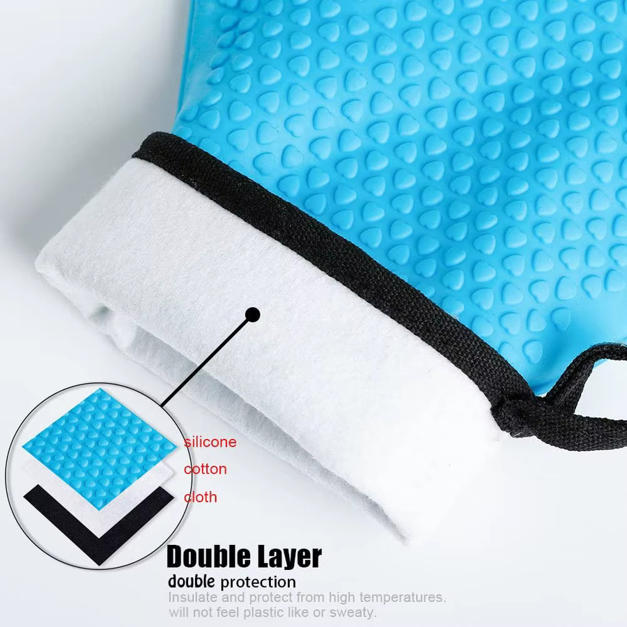 Venlohome Isolierte Silikon Ofenhandschuhe zum Backen und Grillen in Orange und Blau - Bild 2