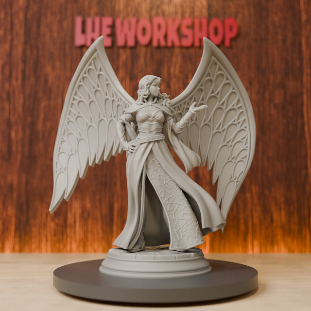 HENGSHI Weiblicher Aasimar, Engel-Miniaturen, DND Pathfinder, Harz, Grau - Bild 1