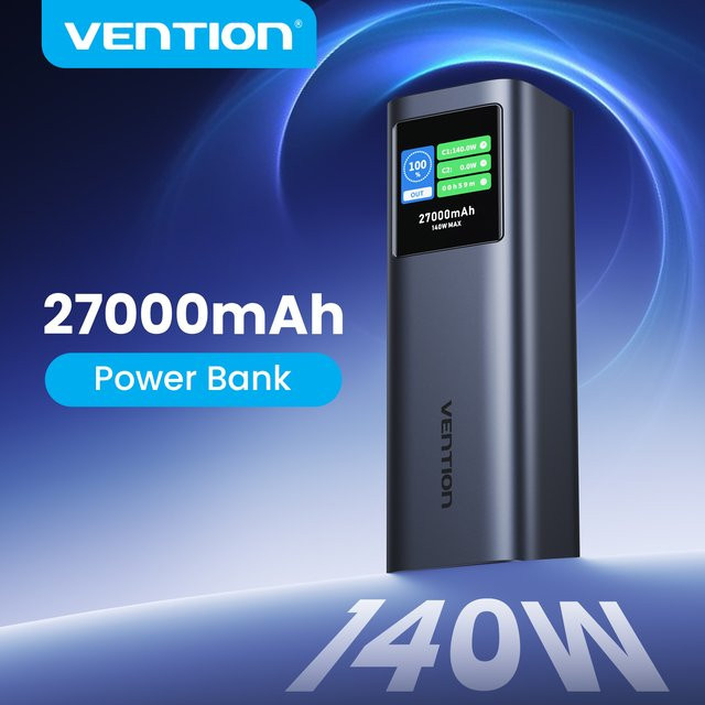 Vention Powerbank mit Schnellladefunktion PD3.1 für Laptop, Notebook und iPhone, 27000 mAh, Schwarz - Bild 1
