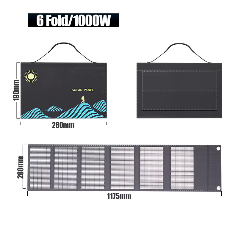 ZRGAE Solar Ladegerät 1000W 18V Tragbares Faltbares Solarpanel mit USB-A und DC Anschluss in Schwarz - Bild 7