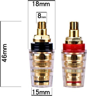 Aeak 2er-Set Bananenstecker aus vergoldetem Kupfer für Hifi-Verstärker und Lautsprecher in Gold - Bild 1