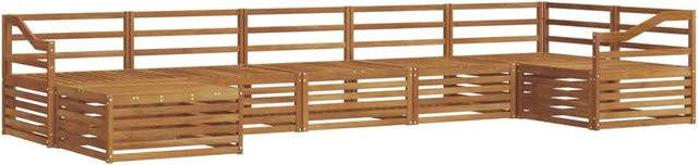 vidaXL Sofagarnitur 7-teilig aus Massivholz Akazie in Natur Braun, L-Form mit Latten-Design - Bild 1