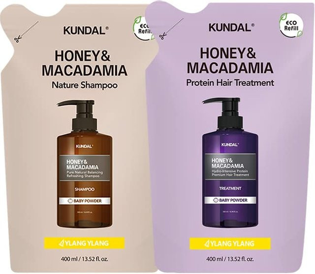 Kundal Shampoo und Spülung Set Macadamia, je 400 ml, Nachfüllung - Bild 1