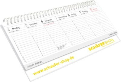 Schäfer Shop Select Tischquerkalender 2027 in verschiedenen Sprachen, Weiß, B: 29,8 cm, H: 10,5 cm - Bild 1