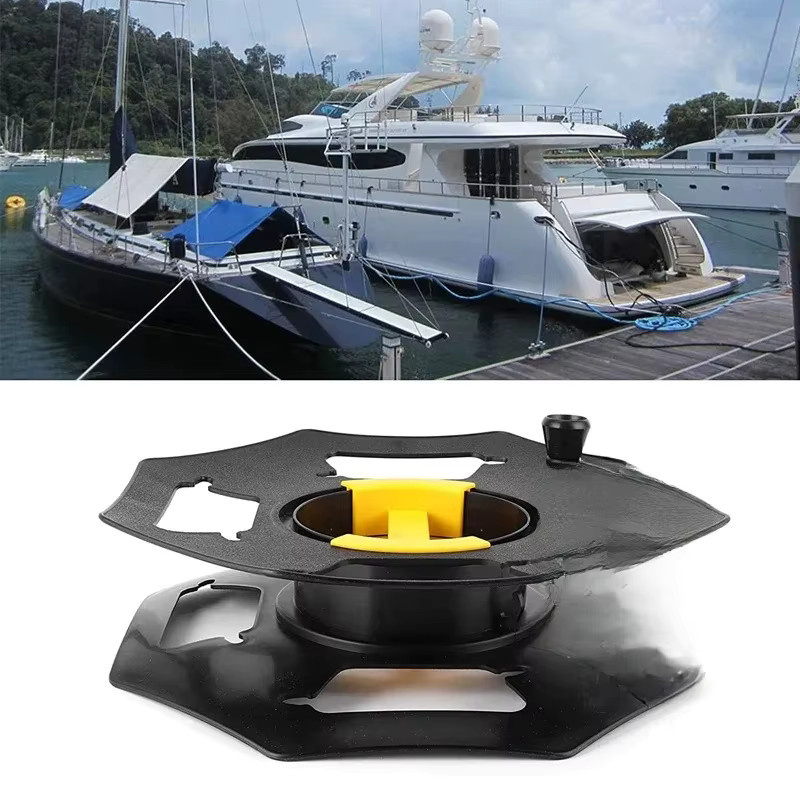 Kabel-Aufwickelrolle für Outdoor-Anwendungen Schwarz 25m Kabelhalter für Caravan Yacht und Wohnmobil - Bild 5