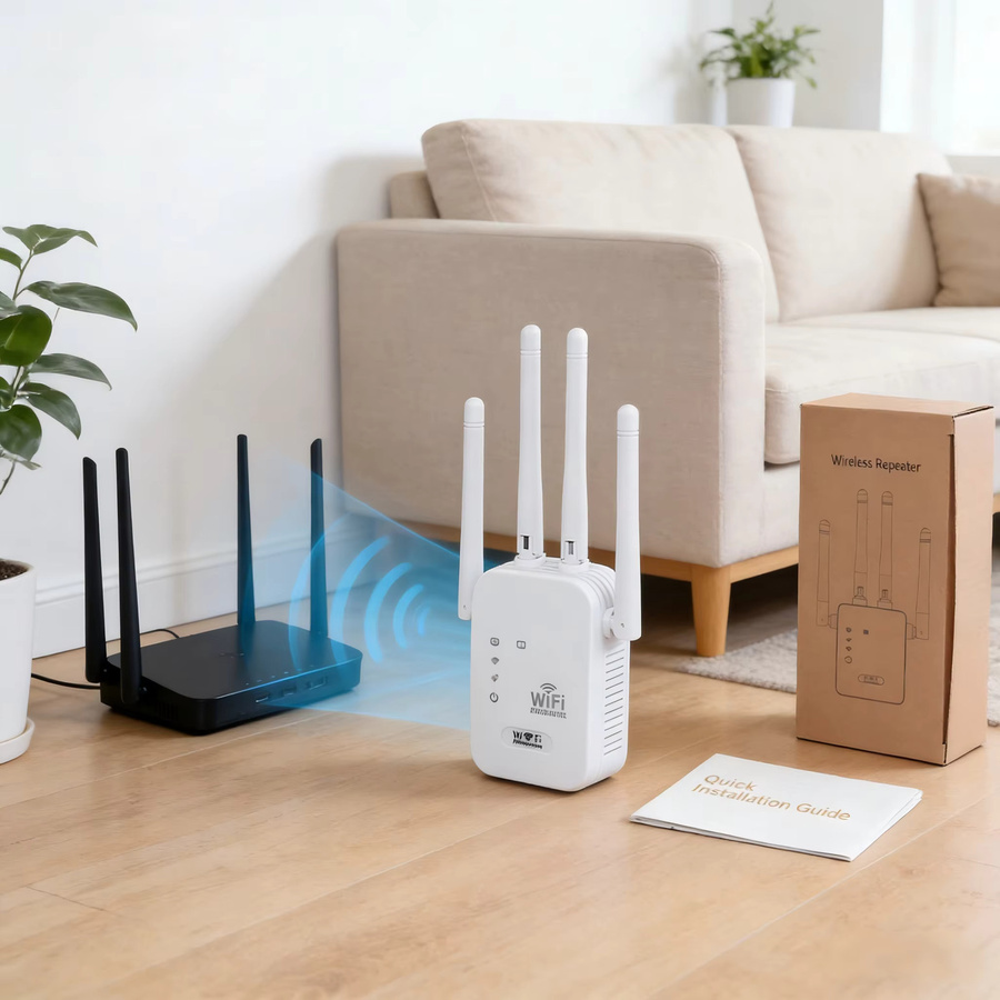 PHONEPACE WLAN-Repeater 300Mbps Wi-Fi 4 Signalverstärker 2,4G Single-Band in Weiß - Bild 4