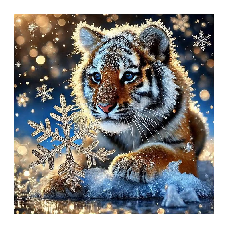 Huacan Diamantgemälde Tiger in Winterlandschaft als Diamant-Stickerei in Multicolour, B/T/H: 20 x 20 x 20 cm - Bild 4