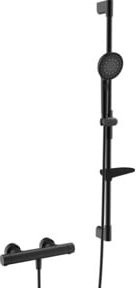Hansa Duschsystem Hansaprisma mit Thermostat und Handbrause, Wandmontage, Matt-Schwarz, Höhe: 97 cm - Bild 1