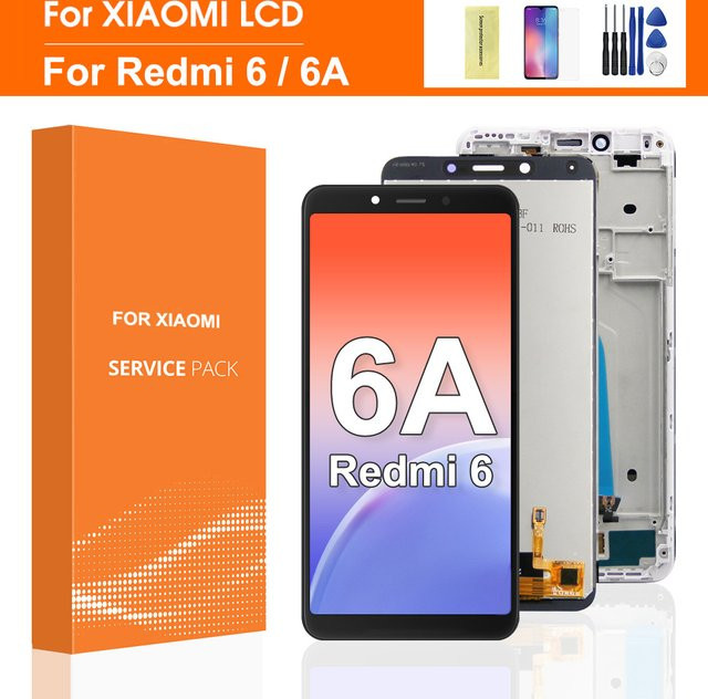 Xiaomi Redmi 6 LCD Display Touchscreen Digitizer Montage mit Rahmen in Schwarz 5,45 Zoll - Bild 1