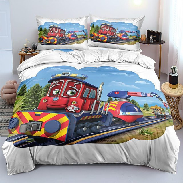 Bettwäsche-Set Allbestart mit Cartoon-Zug und Bauernhof-Motiv für Kinder, Mikrofaser, Mehrfarbig, B/H: 135 x 200 cm - Bild 1