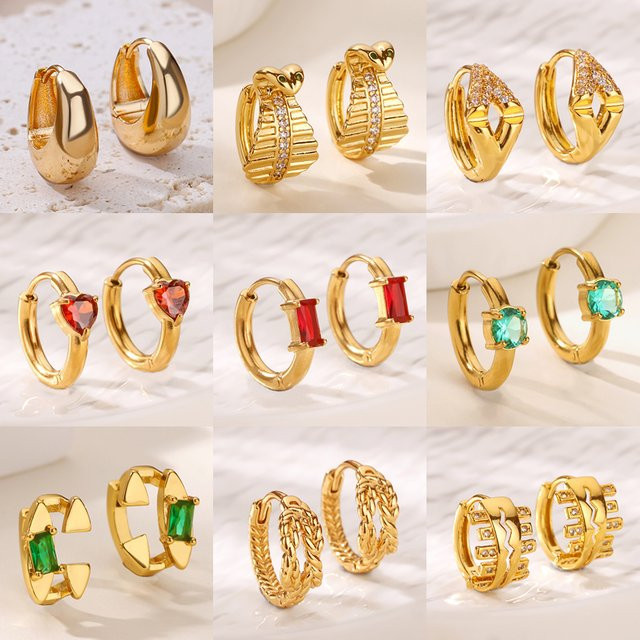HPTOTMG Creolen, Edelstahl, Gold, Zirkonia, Damen, Vintage - Bild 1