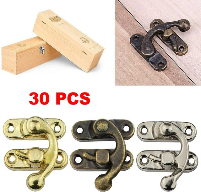 30 Stück Box-Verschlussriegel in Silber als Haspenverschlüsse mit Schrauben für Holzschatullen, Holzkisten und Weinkisten - Bild 1