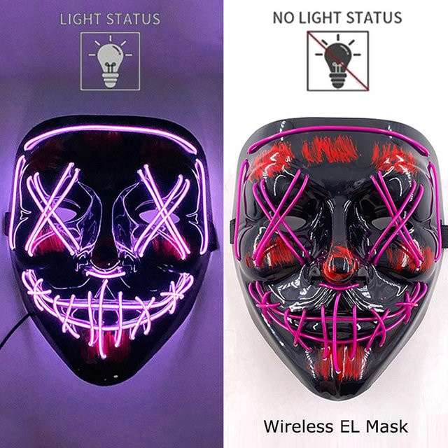 Kabellose Neon-LED-Purge-Maske, Cosplay-Maske, violett - Bild 1