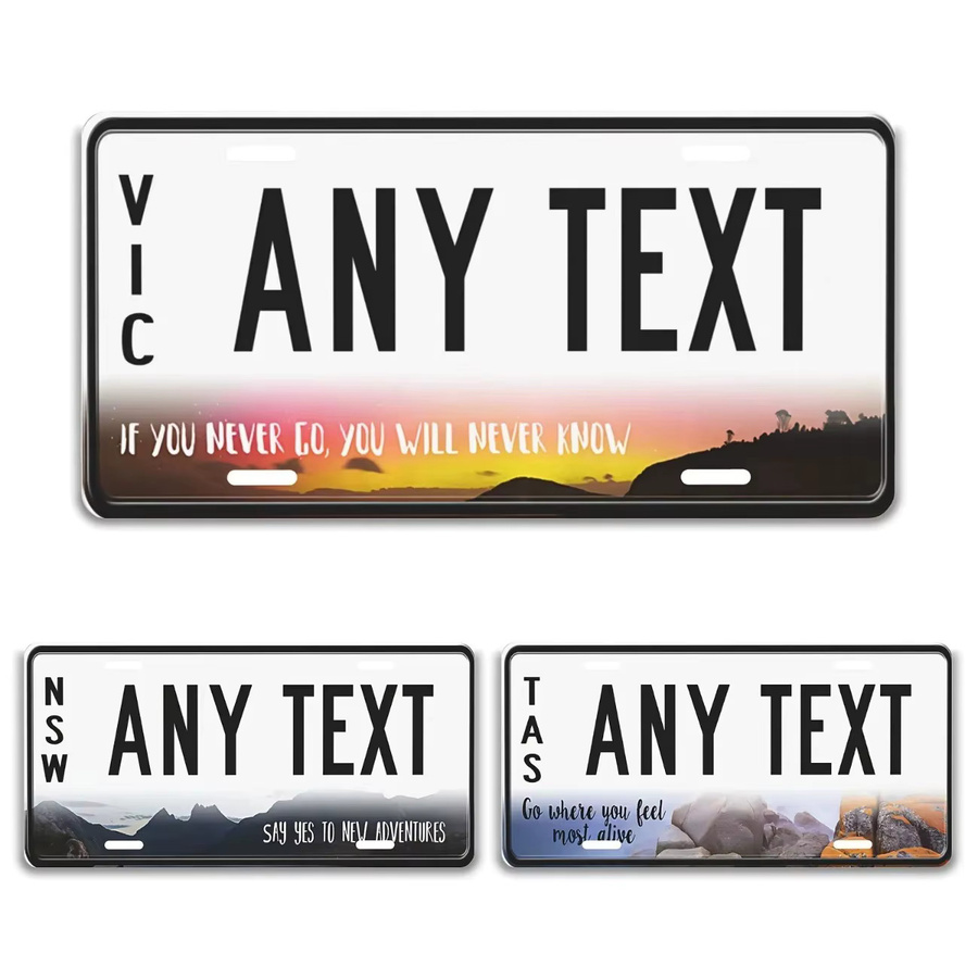 Personalisiertes australisches Wandschild Hello Young aus Aluminium in Weiß mit Tasmania-Design als dekoratives Element - Bild 3