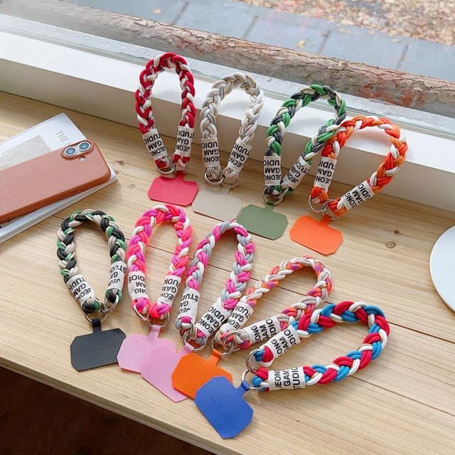 Goldgestricktes Lanyard-Telefonband für iPhone 17 Pro Max, stilvolles Anti-Verlust-Schlüsselband und Handgelenkseil in Gold und Multicolour - Bild 1