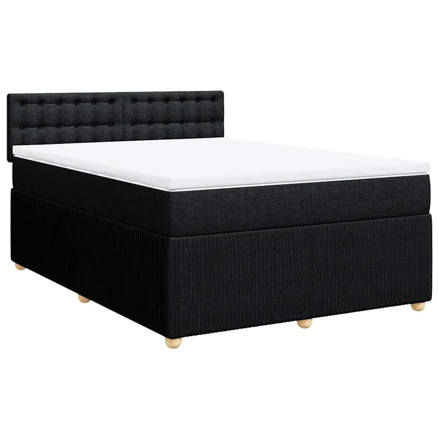 vidaXL Boxspringbett mit Matratze Schwarz aus Stoff mit USB-Ladeanschluss und Unterbettbeleuchtung B/T: 160 x 200 cm - Bild 2