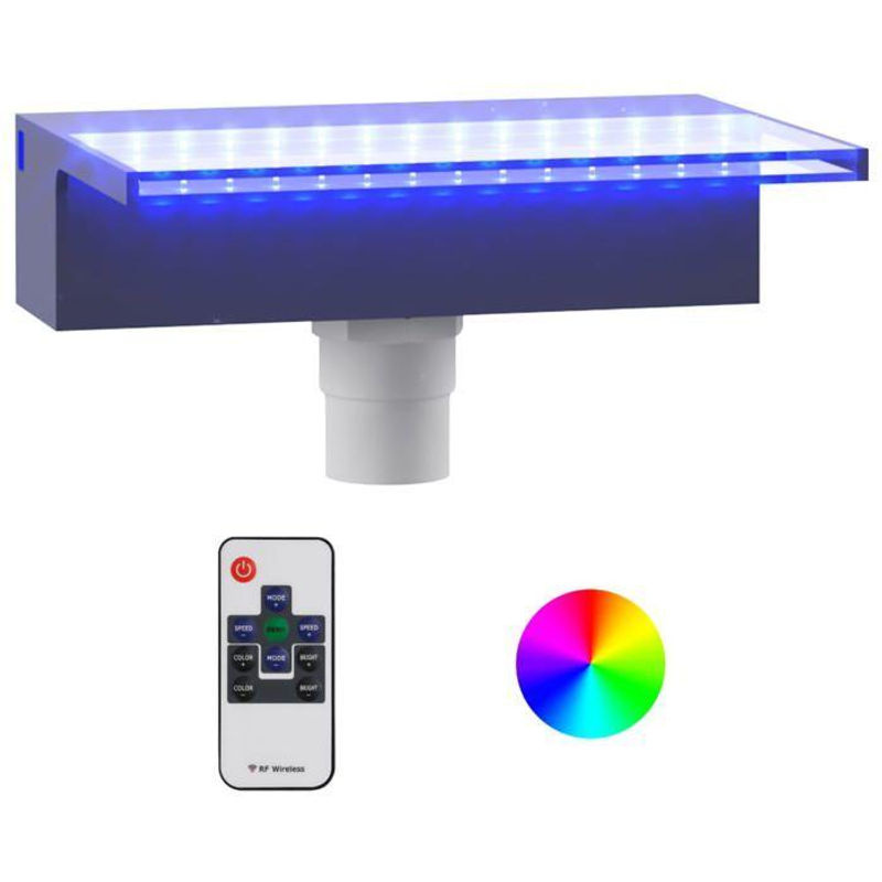 Maison Exclusive Wasserfall-Überlauf aus Acryl mit RGB-LED und Fernbedienung für Teich und Pool, grau, Breite: 30 cm, Höhe: 21 cm, Tiefe: 8 cm - Bild 2