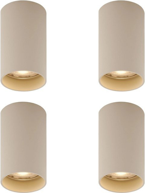QAZQA 4er Set Moderne Aufbaustrahler Tuba in Beige, Rund, GU10, Metall - Bild 1