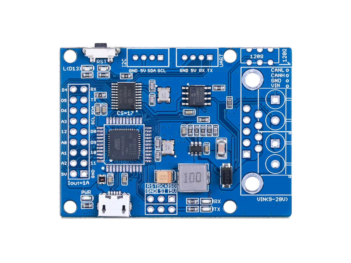CANBed CAN-BUS Arduino Development Board Kit mit ATmega32U4, MCP2515 und MCP2551 Controller Transceiver in Blau - Bild 2