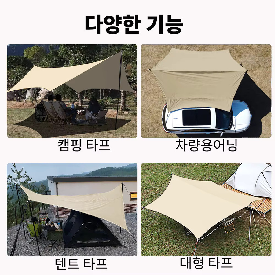 Top Lander Auto Markise Sonnenschutz Baldachin in Beige, B/T/H: 450 x 450 x 240 cm - Bild 2