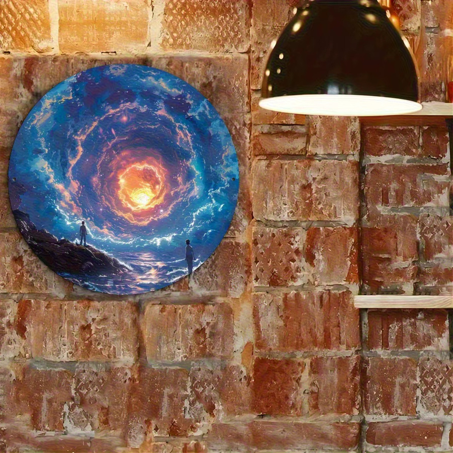 Potdemiel Aluminium-Metallwandkunst Magic Portal Fantasy-Türdesign in Blau und Gold, B/H: 20 x 20 cm - Bild 2