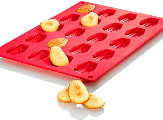 CosyHome Silikon Madeleine Form mit 20 Mulden, Antihaft-Backform für DIY Kuchen und Süßigkeiten, Rot - Bild 1