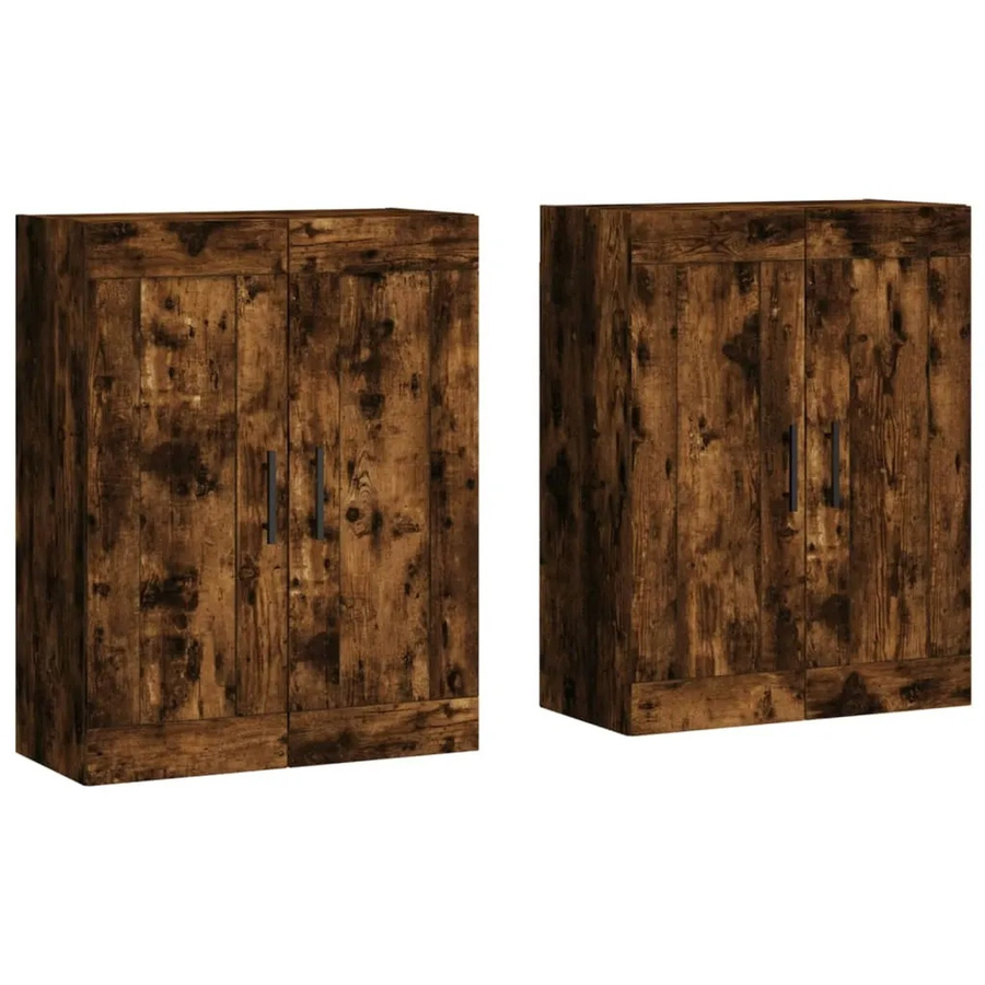 Set aus 2 vidaXL Wandschränken aus Holzwerkstoff in Räuchereiche, Farbe Braun, B/H/T: 90 x 34 x 69,5 cm - Bild 2