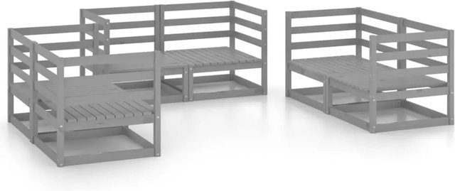 vidaXL 6-tlg Garten-Lounge-Set aus Kiefer Massivholz in Grau mit Polstern - Bild 1