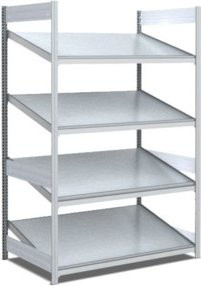 Bito Bereitstellregal schräg aus Stahl in Silber, B/T/H: 105,8 x 82,4 x 200 cm - Bild 1