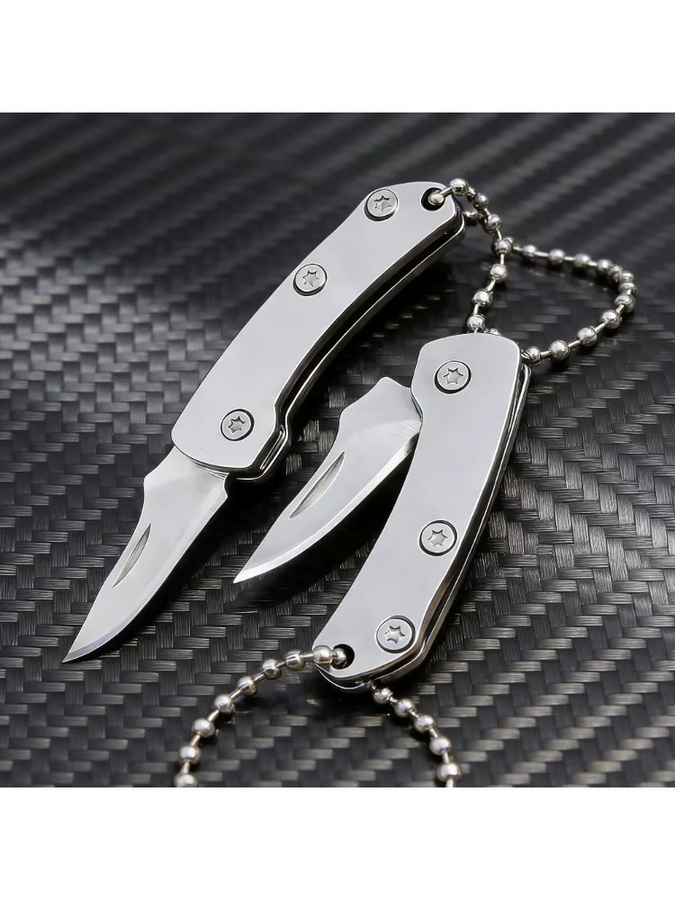 Tragbares Mini-Messer aus Edelstahl in Silber und Weiß für Outdoor, Camping und Reisen - Bild 7